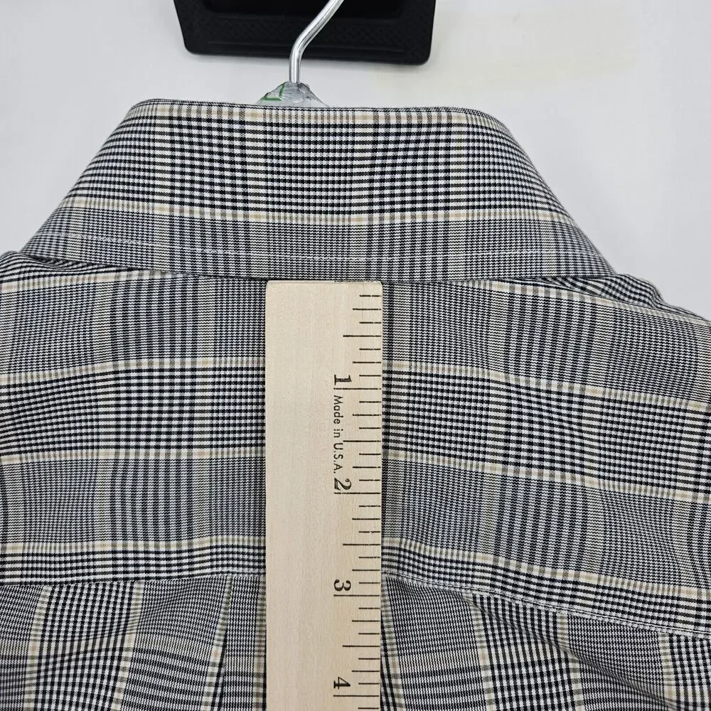 Roundtree‎ & Yorke Shirt Mens Small Black Brown EZ Gold Label Non Iron Button S